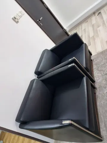 Pair of Modern Black Leather Office Armchairs