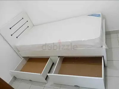 Single bed frame with under-bed storage drawers - white
