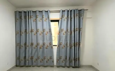 2 curtains with rods