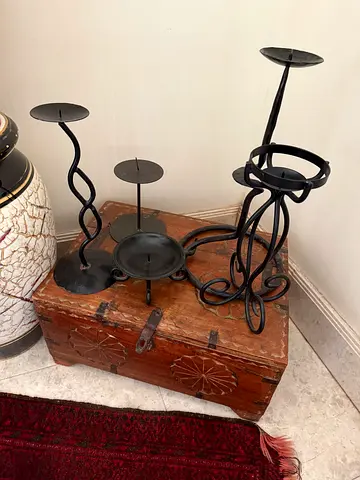 Collection of wrought iron candle holders