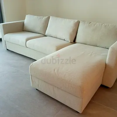 Beige L-shaped 3-seater Sofa bed IKEA vimle with Chaise - Good Condition