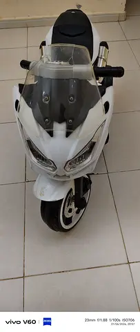 White Kids Electric Ride-On Motorcycle - Single Seater