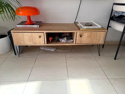 Tv unit light wood brown small