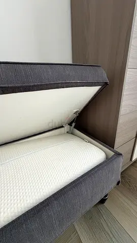 Grey ottoman storage bench - grey fabric, good condition