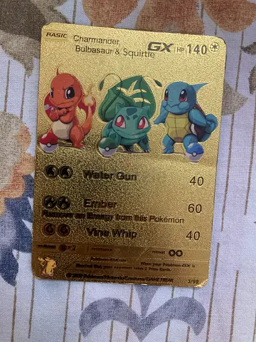 Gold Pokémon Card - Bulbasaur / Charmander / Squirtle GX (Collectible)