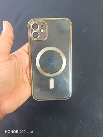 iPhone with clear MagSafe-compatible case (good working condition)