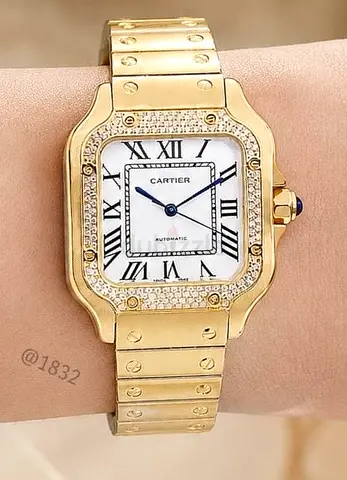 Gold Cartier-style Ladies Master Quality Watch with stones  Bezel (Automatic)