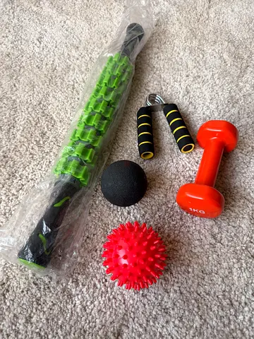 Home Workout Set - Light dumbbell, massage roller, hand gripper and massage balls