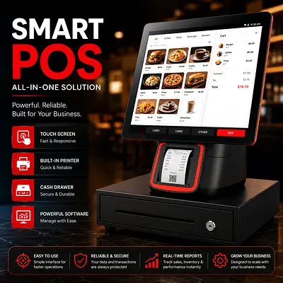15.6 Touch screen New POS machine cash drawer receipt printer with software