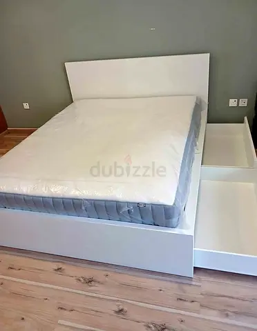 IKEA King Size Bed + 2 Storage Drawers + Mattress