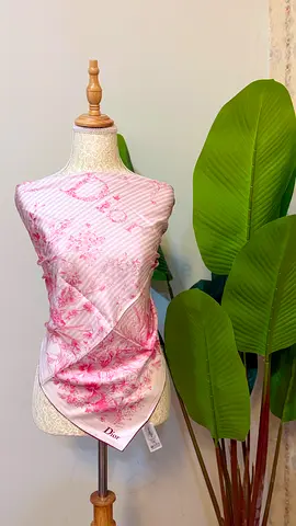Light Pink Dior Silk Scarf - Floral Logo Print
