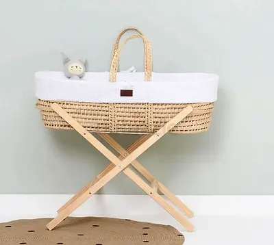 The Little Green Sheep Moses Basket Including Mattress, Baby Basket - Made of Natural Materials