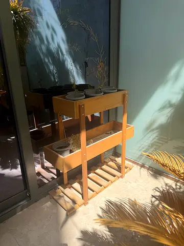 Wooden outside Trolley / plant  stand with Shelves