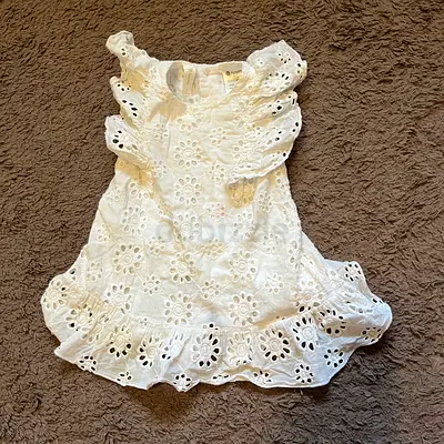 Dymples 1 year old White eyelet ruffle dress
