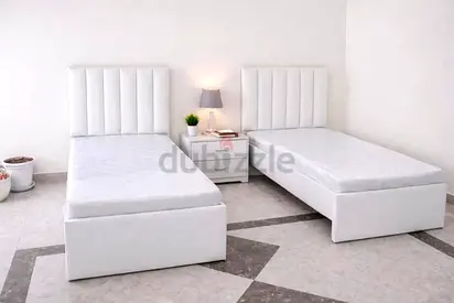 New Elegant Single white colour bed Upholstered Padded headboard and mattress