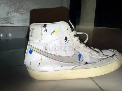 White high-top sneakers with paint splatter, size 41 premium copy