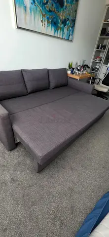 Grey fabric sofa bed – converts to double, good condition
