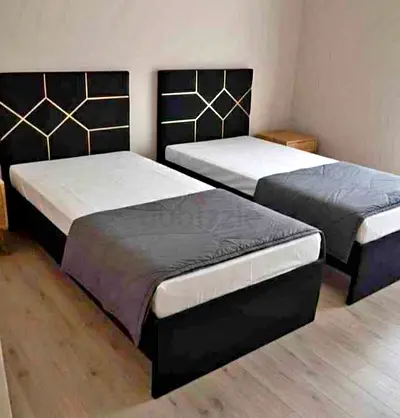New Elegant Black Single size bed Upholstered Padded headboard