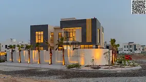 Corner villa, super modern, in Ajman | Area 7500 sq ft | Two floors and a roof | 6 master bedrooms |