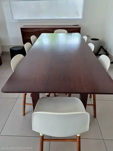Solid Wood Dining Table with 8 Chairs - Modern Minimalist
