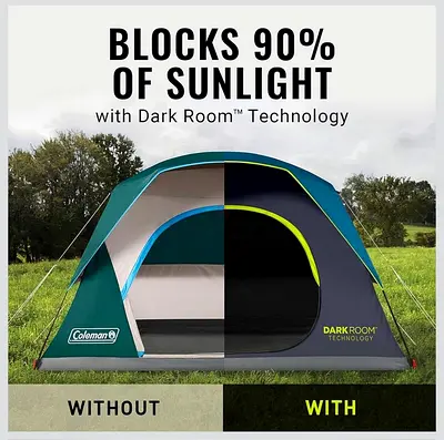 Coleman Skydome 6-Person Camping Tent - Darkroom technology