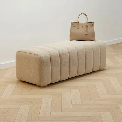 Beige Upholstered Bench