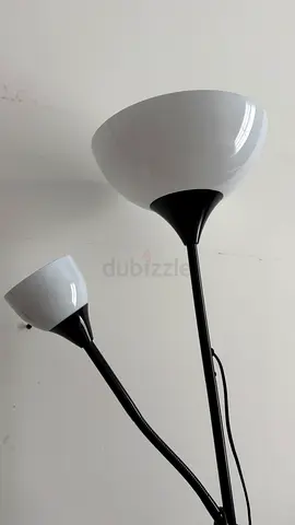 Black & White Dual-Head Floor Lamp - Working Condition