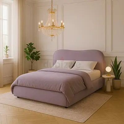 Modern Upholstered Bed with Curved Headboard