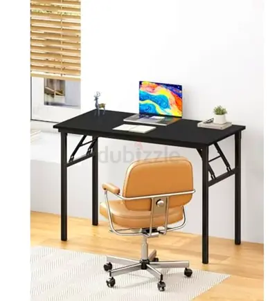 Simple Black Study/Computer Desk with Metal Frame