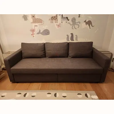 Modern Grey 3-Seater Sofa Bed with storage