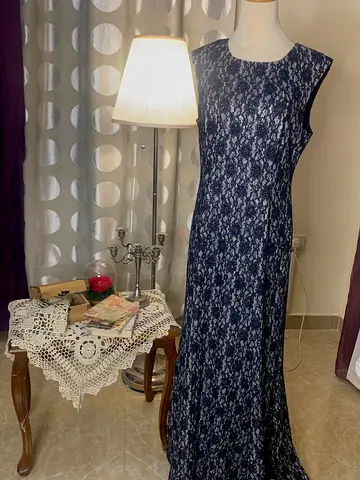 Navy Lace Evening Gown - Tahari, Size 12 party dress