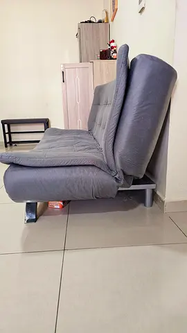 Grey Fabric 3-Seater Sofa Bed