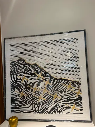 Framed Modern Abstract Zebra Wall Art  Artwork Black White Gold Pan Home Zara 2XL
