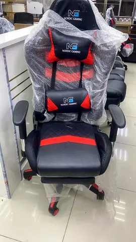 Gaming/Office Recliner Chair with Footrest — Black  Red