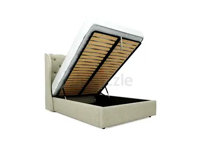 Curved wings twin size hydraulic bed frame