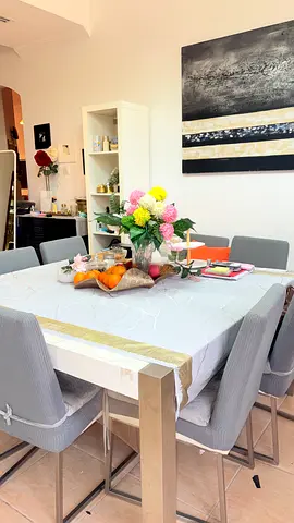 Modern White Dining Table with 6 Grey Chairs - Good Condition