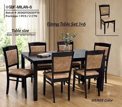 Wenge 7-piece Dining Table Set (1+6) - L150 x W90 x H75cm
