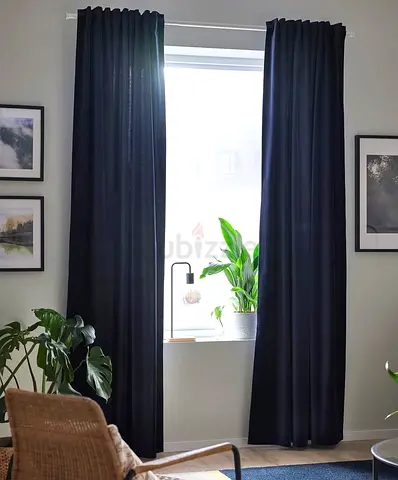 IKEA WERNA Curtains Dark Blue — 1 Pair (2 panels)