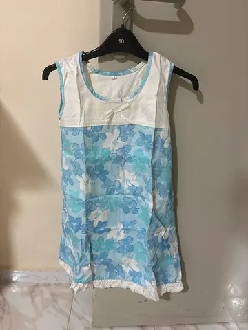 Light Blue Floral Sleeveless Summer Dress -