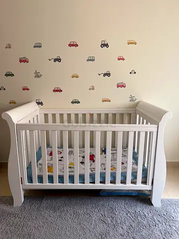 Boori White Sleigh Cot / Cot Bed