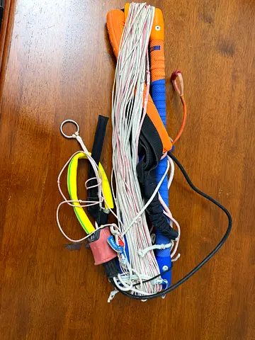 Airush Kiteboarding Control Bar with lines, depower system and safety leash.