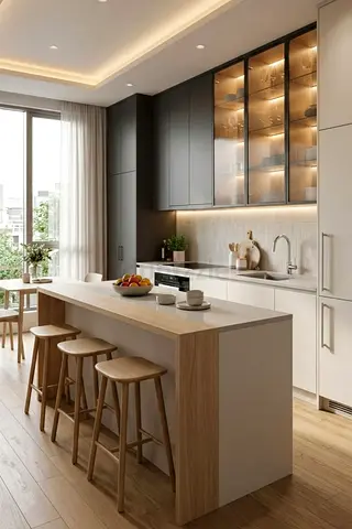 Modern wooden kitchen island