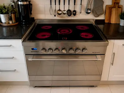 Stainless Steel Electric Range with Ceramic Hob and Oven - Good Condition