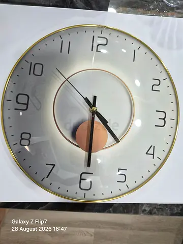 Modern Round Wall Clock with Gold Rim – 60cm Decorative Clock