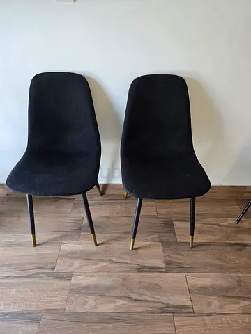 Set of 2 Modern Black Dining Chairs with Metal Legs