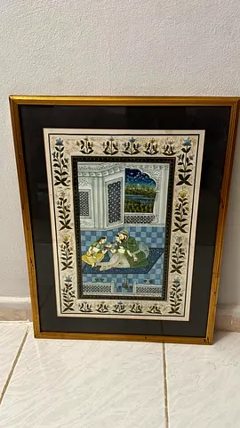 Framed Vintage Persian Miniature Painting on Paper