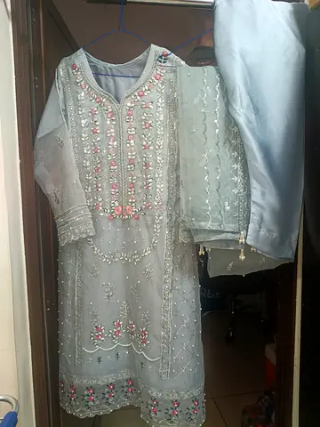 3 Pieces Embroidered Fancy Dress