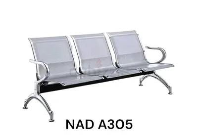 3-Seater Metal Waiting Room Bench - Silver NAD A305