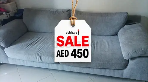 3-Seater Grey Fabric Sofa — Good Condition, Comfortable