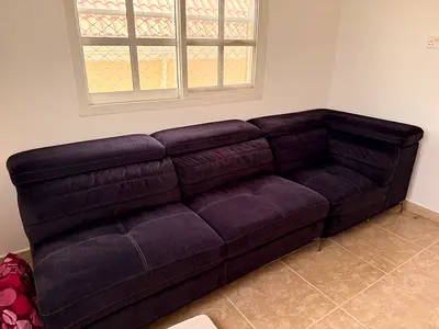 Dark blue 3-seater corner sofa in excellent condition